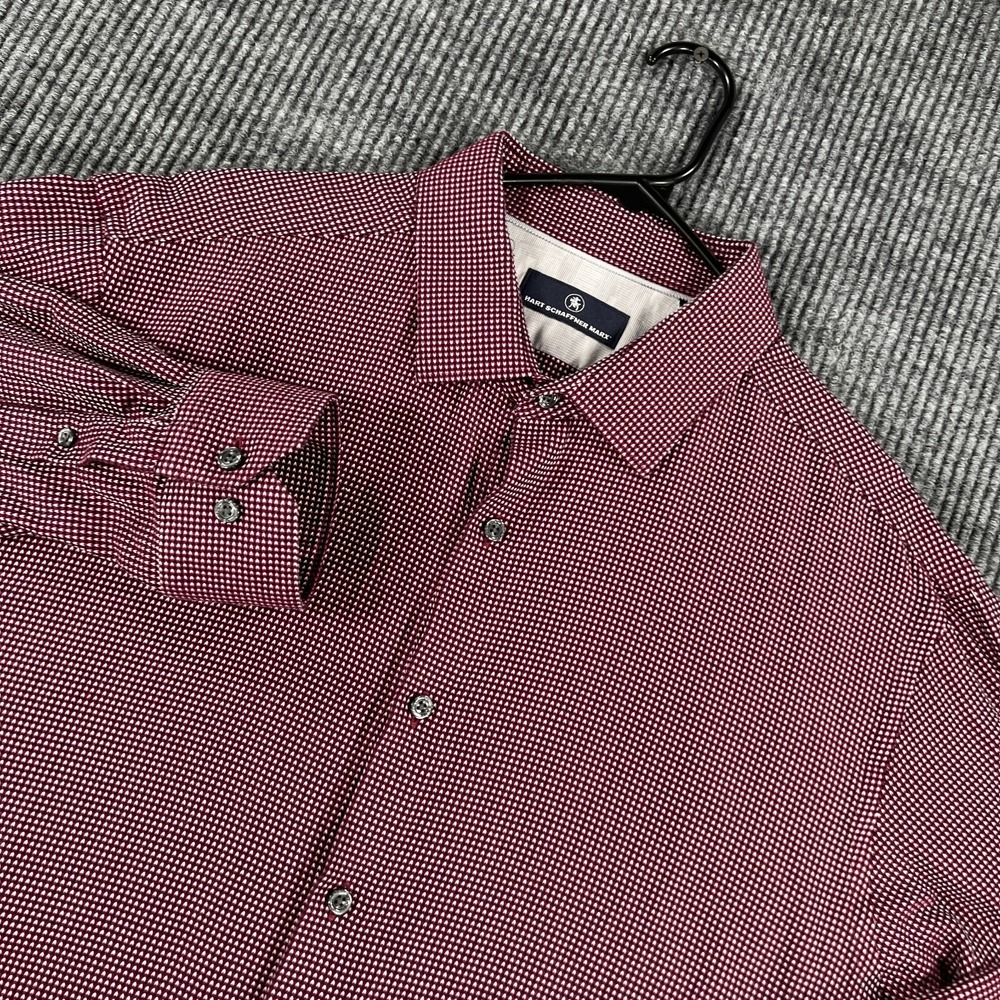 Hart Schaffner Marx Shirt Mens XL Extra Large Red Geometric Long Sleeve Button